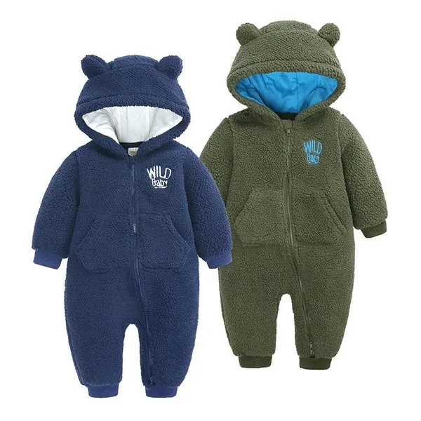 Baby Autumn/Winter Bear Bodysuit Newborn Clothing Male and Female Baby Lamb Fleece Thickened Winter Creeper