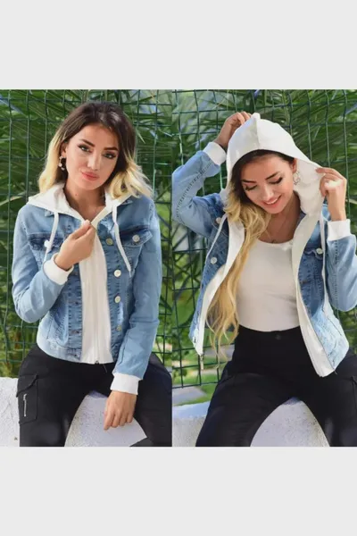 Women's Fashion Denim Jacket Hooded Jeans Jacket 2889