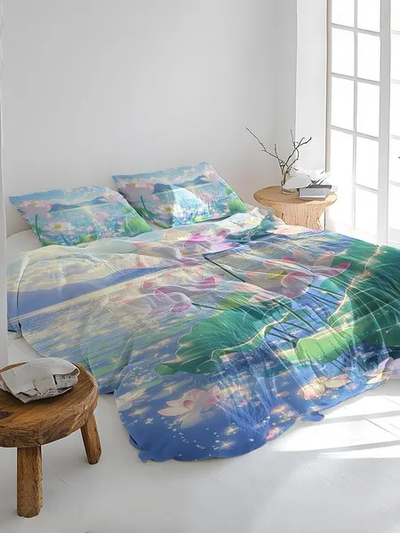Bedding set, ordinary double bed quilt cover, lightweight, soft and comfortable quilt cover, pillowcase, suitable for all seasons (without sheets, without fillers)