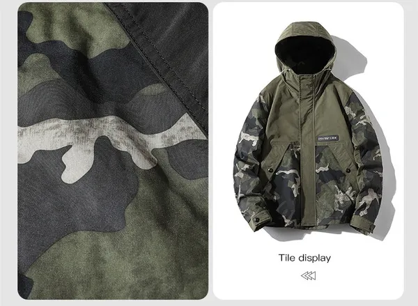 Spring and Autumn New Jacket Fashion Brand Camouflage Hooded Men's Coat Korean Loose Camouflage Military Jacket