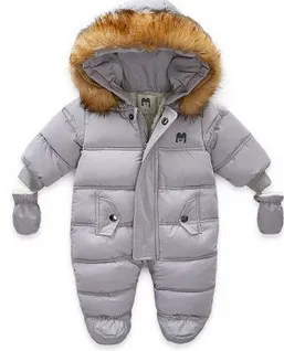 Baby Girls Boys Zipper Down Jumpsuits with Gloves Winter Romper Jumpsuit Romper Outfits