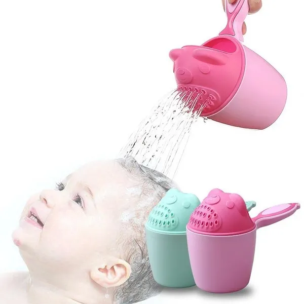 1PC Baby Cartoon Bear Bathing Cup Baby Kid Shower Shampoo Cup Bailer Baby Kids Shower Water Spoon Bath Wash Cups