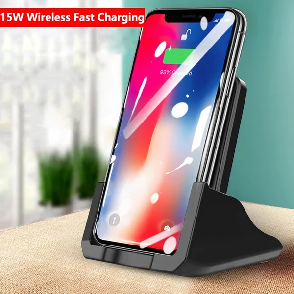 Wireless Charger Stand 15W Fast Charging, PowerWave, Qi Certified for IPHONE, Samsung, and More Wireless Charging Phone Devices