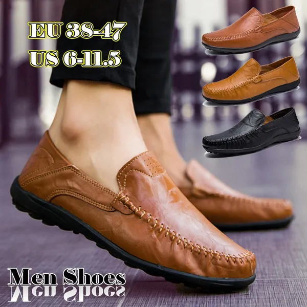 Big Size Men's Fashion Business PU Leather Loafers Formal Office Shoes Lightweight Soft Comfortable Casual Shoes Moccasins Lazy Driving Shoes Slip On Male Dress Shoes