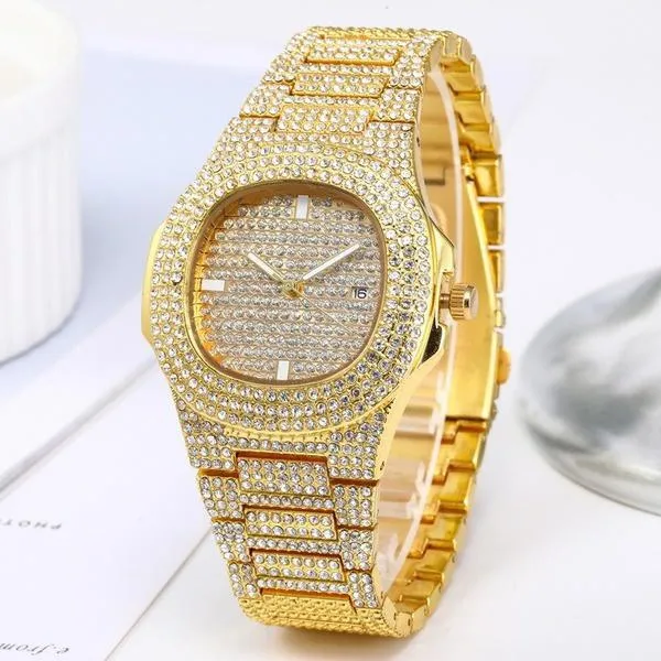 New Luxury Quartz Square Watch Iced Out BlingBling Diamond Watch for Men Women Fashion Gift