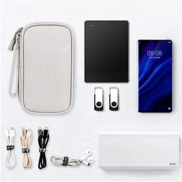 Electronic Pouch Bag Small Organizer Case Portable Travel Phone Accessories Multifunctional Storage Bag for Power Bank,Charging Cords,Chargers,Mouse,USB Cable,Earphones Flash Drive
