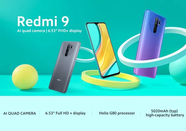 Global Version Xiaomi Redmi 9 4GB 64GB Smartphone Helio G80 Octa Core 13MP Quad Camera 6.53" FHD+ Display 5020mAh