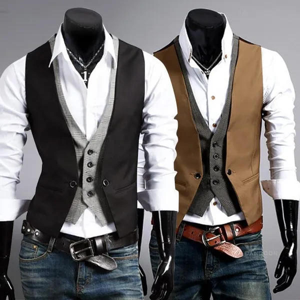 Men Wedding Vest Waistcoats Blazers Jackets Business Men Dress Suit Vests Men's Casual Fashion Slim Fit Sleeveless Blazers
