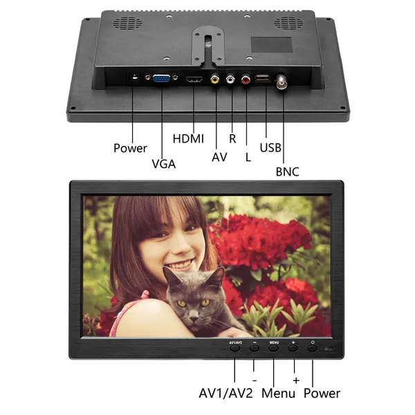 Mini TV & Computer Display Color Screen LCD Security Monitor+2Channel Video Input ＋ Speaker/ BNC / AVI / VGA / HDMI　