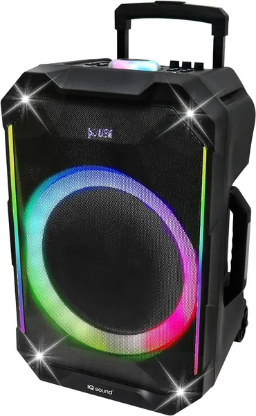 Loa Bluetooth di động IQ Sound IQ-5415DJBT 15 inch, tích hợp Bluetooth, TWS, Radio FM, đầu vào Micro SD/USB/AUX/Mic