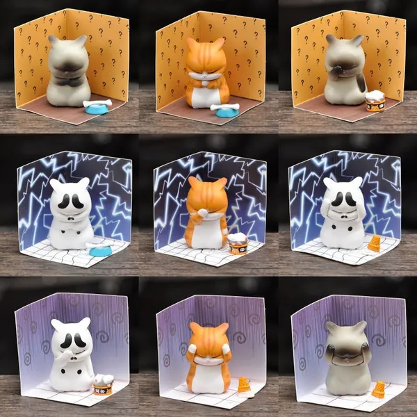1Pc Random Type Blind Box Pet Cat Figurine Model Toys Kawaii Distressful Kitten Cat Figure Mini Animals Home Ornament Kid Xmas Gift Collection
