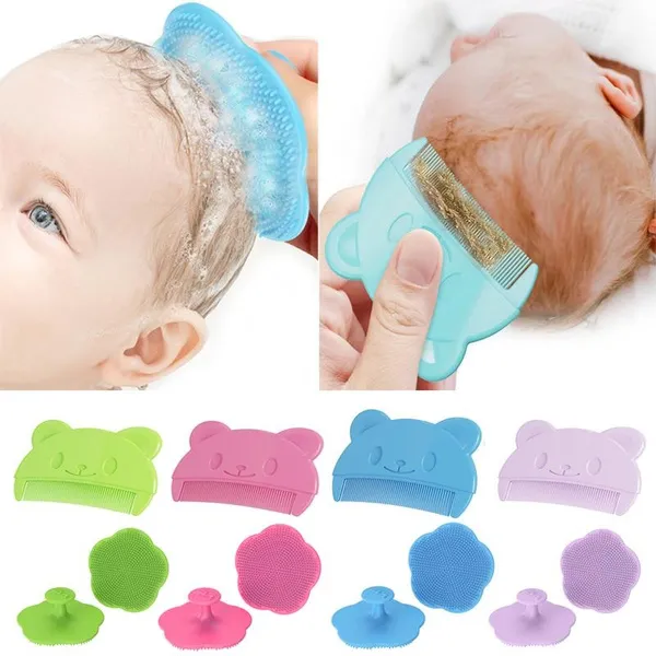 2pcs Baby Care Accessories Fetal Head Fat Comb Infant Bathing Soft Comb Newborn Hair Cleaning Supplies Infant Comb Head Massager