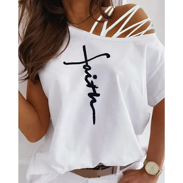 Women's T-shirt 2021 Summer New Fashion Women's Letter Printed Casual Short Sleeve Strapless T-shirt Loose Soft and Comfortable Summer Top Shirt XS-5XL