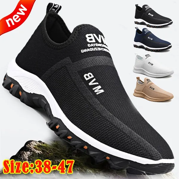 Men Outdoor Sports Shoes Running Sneakers Casual Comfortable Knitted Mesh Breathable Hiking Camping Shoes Wear-resistant Anti-Slip Trekking Shoes