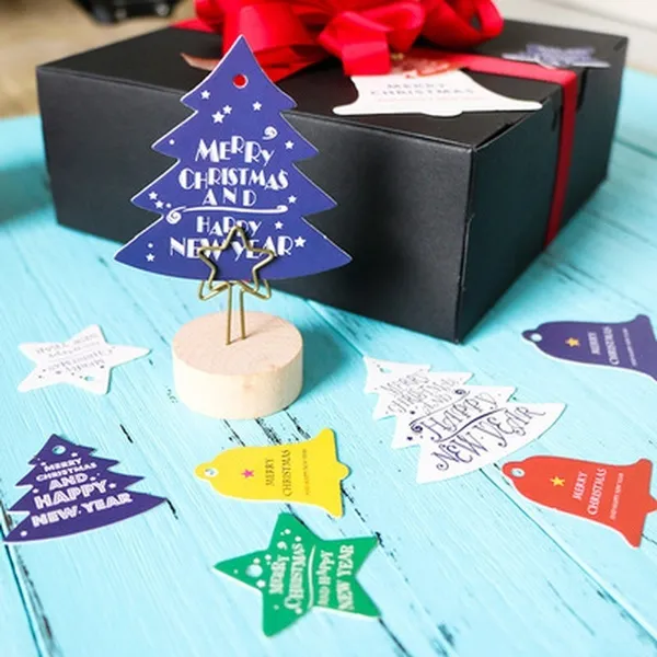 28 Pcs / Lot Christmas Paper Tags Kraft Paper Card Tags Labels DIY Scrapbooking Crafts Hang Tags Christmas