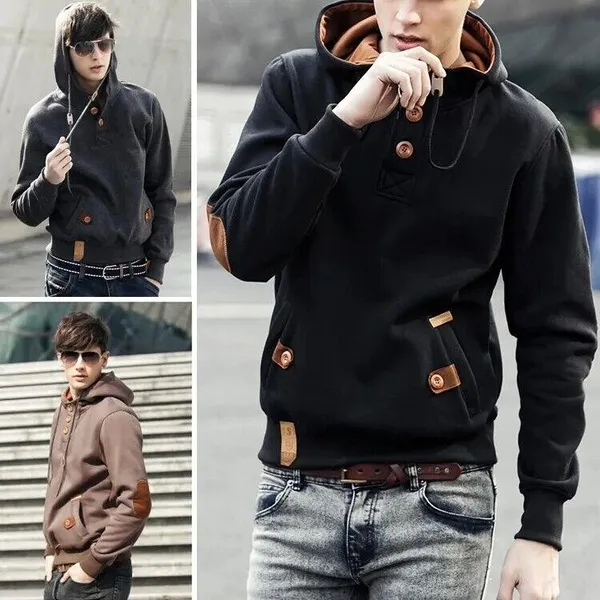 Mens Jackets Slim Fit Zip Up Hooded Casual Korean Coats Warm For Winter Jackets