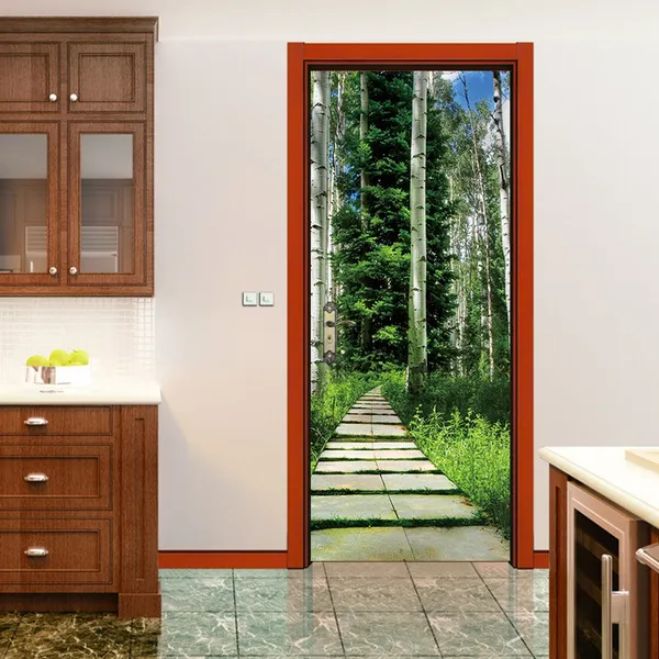 Nm44 bamboo path modern creative door decoration drawing living room bedroom door ornaments