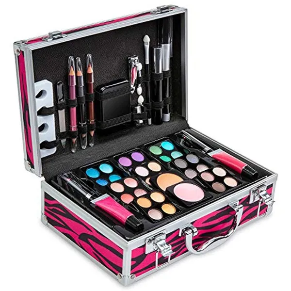 Vokai Makeup Kit Gift Set - 51 Piece 32 Eye Shadows 2 Blushes 2 Lipsticks 2 Lip Glosses 2 Eye Liner Pencils 1 Lip Liner Pencil 1 Mascara - Case with Carrying Handle
