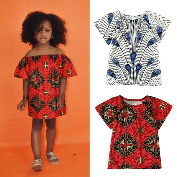 1-6 Years Baby Kid Girls Clothes African Boho Style Printed Off Shoulder Dress Top