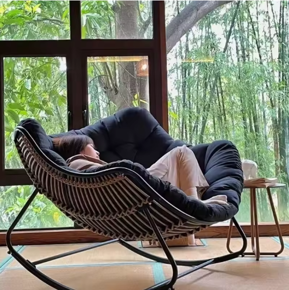 Rocking Chair Nursery Glider Upholstered Accent Armchair Modern Lazy Lounge Sofa for Living Room Bedroom Balcony Bird Nest