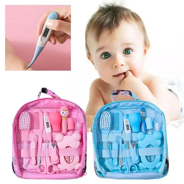 Baby Grooming Kit Baby Nursery Health Care Set Include Baby Comb Baby Brush Clipper Cleaner Baby Scissors Thermometer FTG