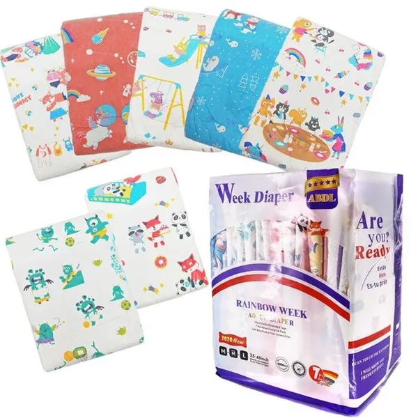 ABDL Diaper Extra Large Size 6000ml Absorption Adult Baby Diaper Stretchy Waist DDLG Diapers Dummy Dom Different 7pcs In A Pack