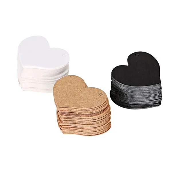 50pcs Kraft Paper Heart-shaped Small Label DIY Accessory Material Blank Hang Tag Bookmark Gift Card 4.5x4cm