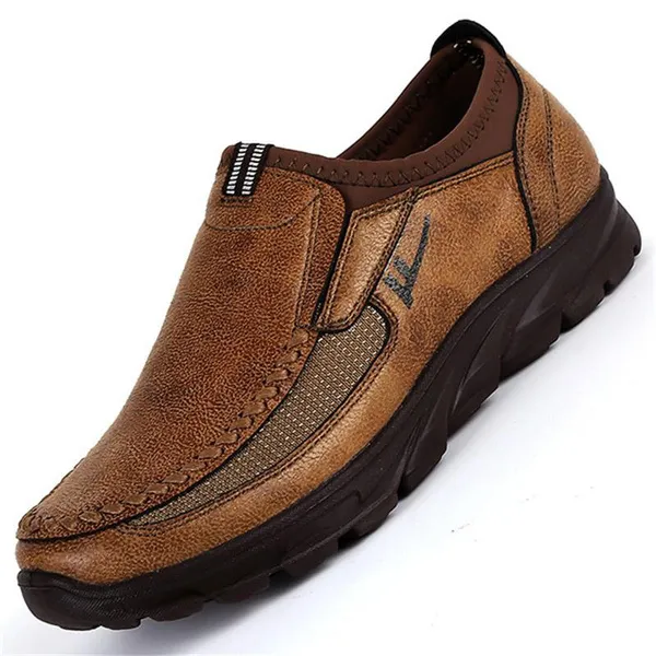 Men Large Size Hand Stitching Microfiber Leather Non-slip Casual Shoes