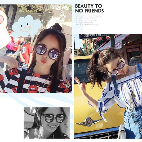 Fashion Women's Double Metal Nose Bridge Sunglasses Outdoor Driving Eyewear