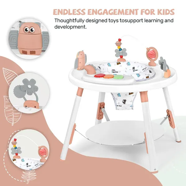 UBRAVOO Baby Activity Center, 3-in-1 Baby Walker with Removable Toys and 360° Rotating Seat - Ideal for Toddler Development and Entertainment