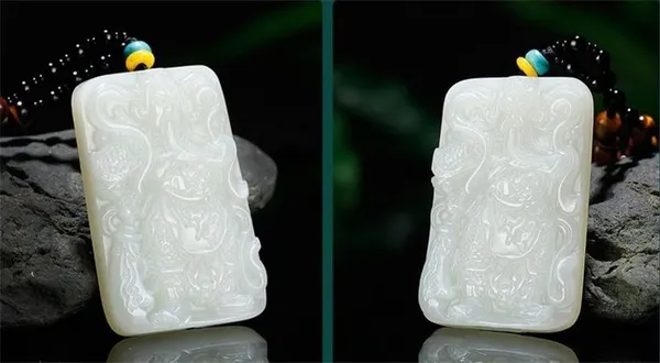 Xinjiang outer Mongolia material and Tian Yu Guan gong pendant white jade Wu Caishen Guan Yunchang pendant boutique gifts