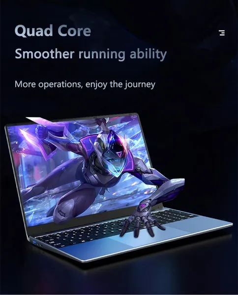 KUU-A10 15.6 inch FHD 1920*1080P FHD Screen Ultra-thin Laptop Intel J4125 Quad Core Windows 10 8GB+256GB SSD Business Laptop Computer