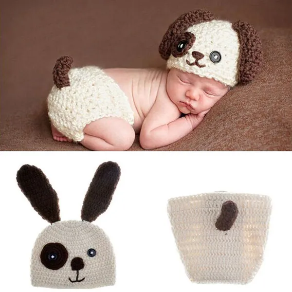 Baby Crochet Photography Props Newborn Photo Costumes Infant Outfits Baby Hat WIS