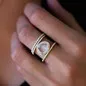 Beautiful Bride Silver Plated Moonstone Plated Rose Gold Zircon Gold Plated Ring Party Jewelry Gift Engagement Wedding Ring (Size US 5-10)