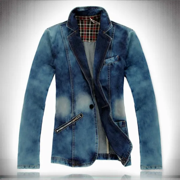 Men Denim Jacket Casual Slim Jean Jacket Coat Outdoors Fashion Autumn Long Sleeve Blazer Jacket Masculino Outwear