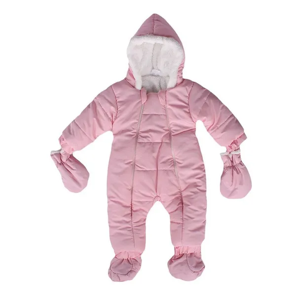 Baby Girl Pink Cosmonaut Jumpsuit with Plush Feet and Gloves