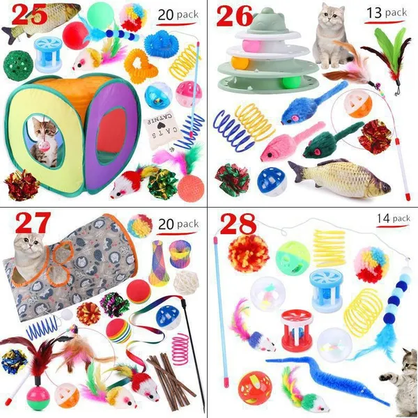 Cat Pets Toys Mouse Shape Balls Foldable Cat Kitten Play Tunnel Funny Cat Stick Mouse Supplies Simulation Fish Cat Accessories
