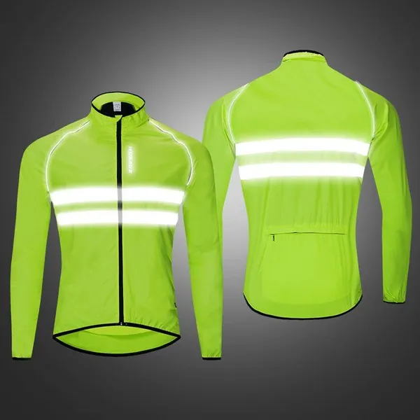 WOSAWE High Visibility Cycling Jackets Men Breathable Windproof Refective Rain Water Resistance Bike Bicycle Sports Windbreaker
