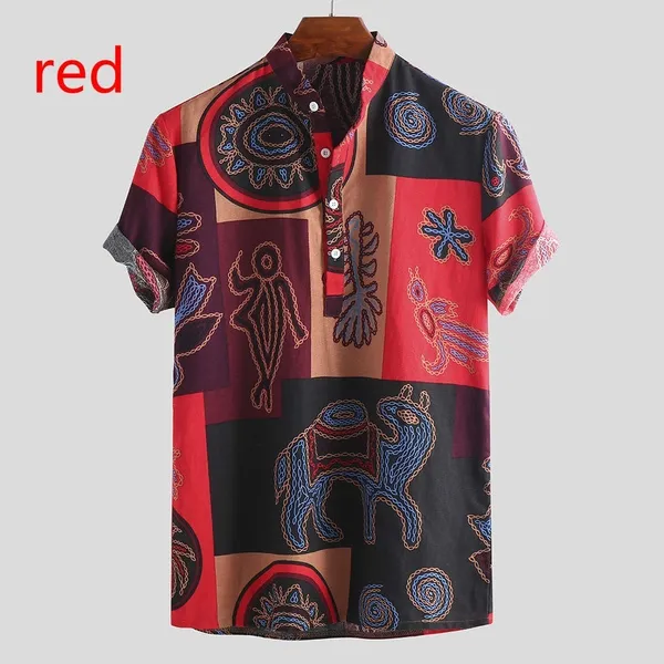 Summer Fashion Print T-Shirt Shirt Short Sleeve Men Loose Large Size Casual Shirt Jacket Men M-5XL