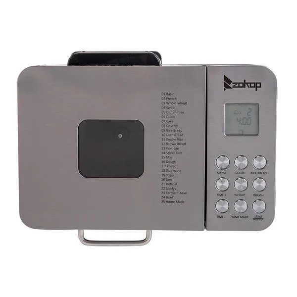 ZOKOP BM8205 Bread Machine,2LB Stainless Steel Programmable Bread Maker Machine With exhaust funnel and Powerful DC motor 110V 550W US plug