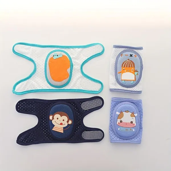 Adjustable Knee & Elbow Pads for Crawling - Breathable Mesh, Non-Slip Safety Gear for Boys & Girls Learning to Walk - Available in White, Pink, Blue, Navy