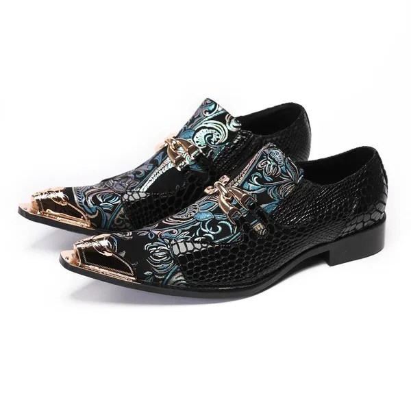 Handmade Men's Fashion Slip On Loafers Casual Leather Shoes Wedding Party Shoes With Gold Pointed Toe