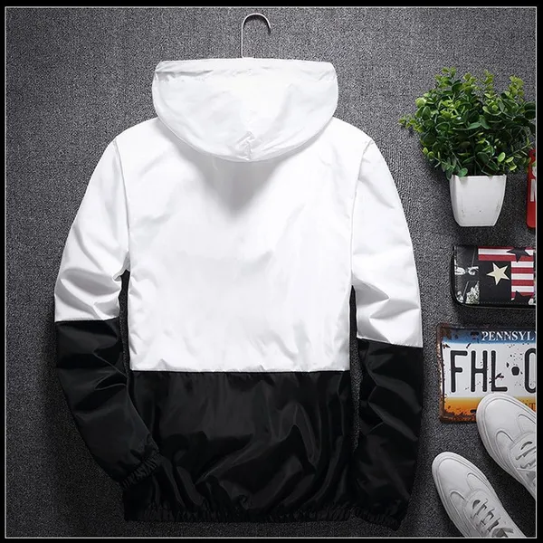 Men Outdoor Sportswear Hooded Coat Contrast Color Jacket Casual Thin Hooded Jacket Wind Breaker Thin Blazer Jacket ( Note : It's the Asian Size, Please choose 1~2 size bigger than yours)