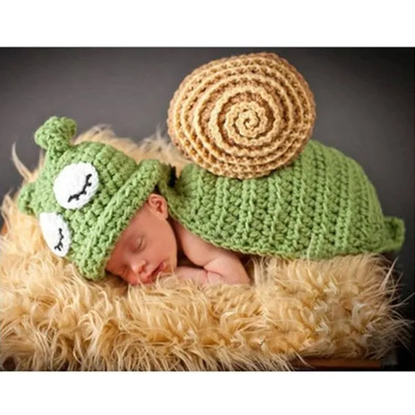 Baby Snail Photography Prop Newborn Girls Boys Birthday Party Knit Costume Kit KIN