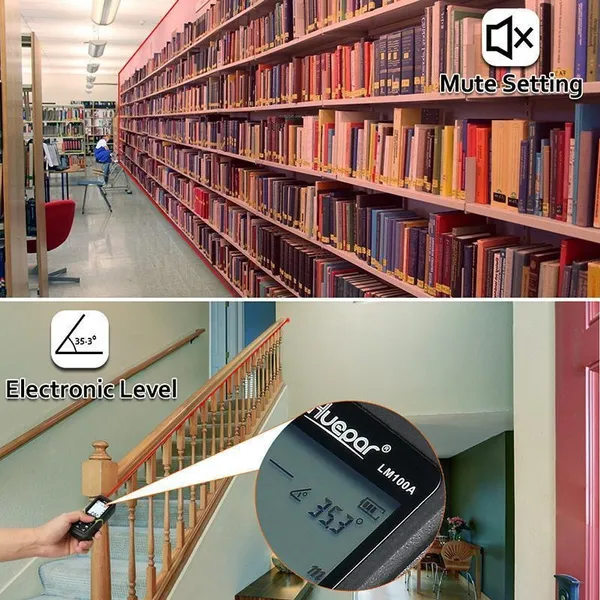 Huepar 393Ft Laser Distance Meter with Angle Sensor & LCD Display – High Accuracy, Rechargeable, Multi-Function Measure Tool