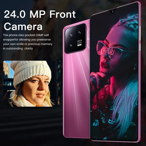 2023 New M13Pro 4G/5G High-definition Large Screen 7.3 Inch Smartphone, Large Memory 16GB+1TB Android 12 High-quality High-definition Full Screen SIM Card, 48 Million Ultra High-definition Pixels @qf