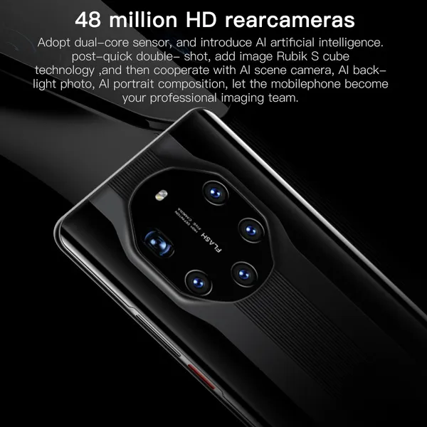 Smart Phone True Fingerprint Face Recognition 7.2 Inch Android 10.0 Mobile Phone 1440*3088 4G 5G 12gb+512gb 24MP+48MP MTK6889 10 core