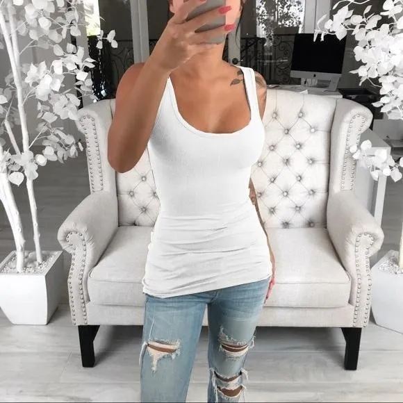 XXS-5XL Plus Size Fashion Clothes Women's Casual Sleeveless Tee Shirts Solid Color Off Shoulder Tops Ladies Summer Tops Camisole Shirts Vest Loose Cotton Tank Tops