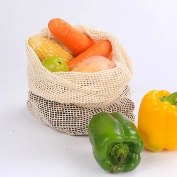 1Pcs/3Pcs(3Size) Reusable Product Bag Washable Environmentally Friendly Natural Cotton Mesh Bag