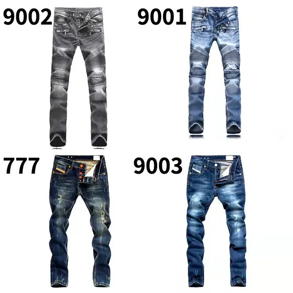 Fashion Mens Jeans Frayed Designed Slim Fit Denim Pants Ripped Skinny Biker Jeans Long Trousers Straight Legged 28-40